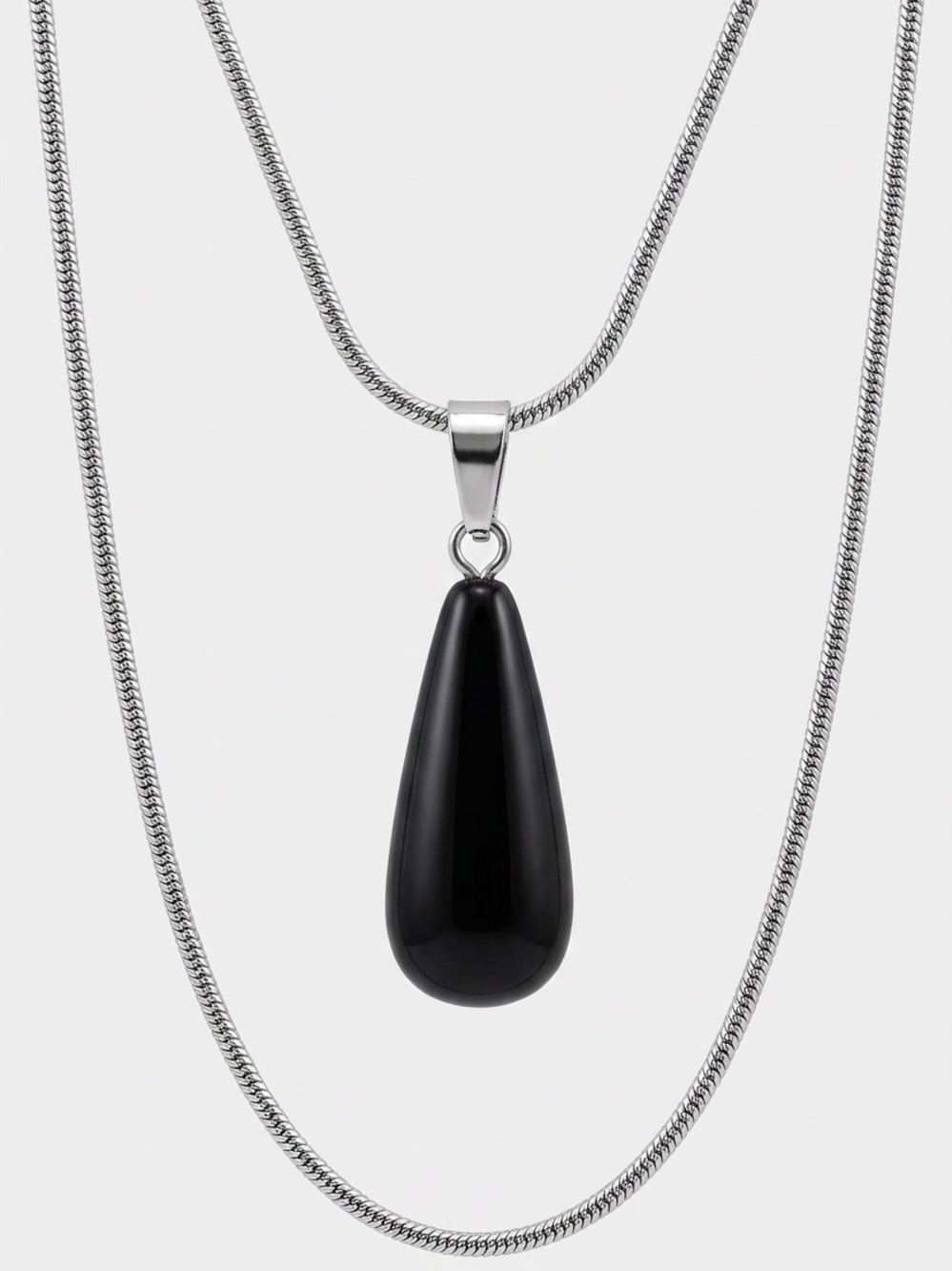 Black Onyx Sterling Silver Handmade Necklace 30”